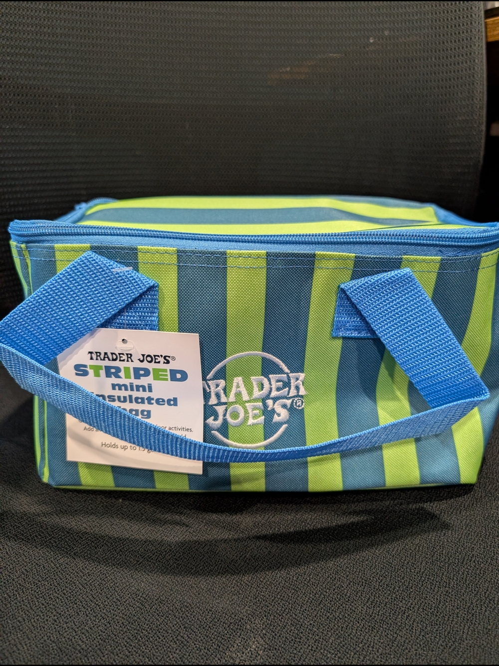 Trader Joe's Blue and Lime Striped Mini Insulated Bag
